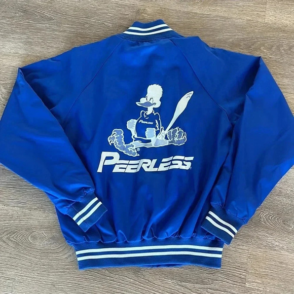 Auburn Sportswear Other - Vintage Nylon Bomber Varsity Jacket Roadrunner Peerless Retro Blue M USA